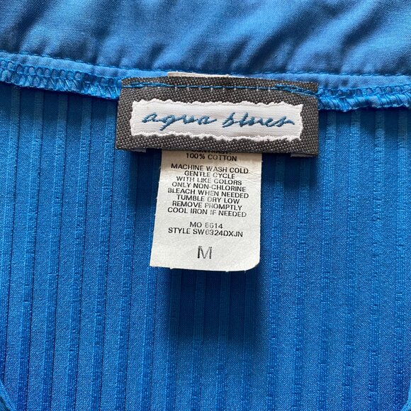 Aqua Blues Long Sleeve Blue Blouse Size Medium - Picture 2 of 5